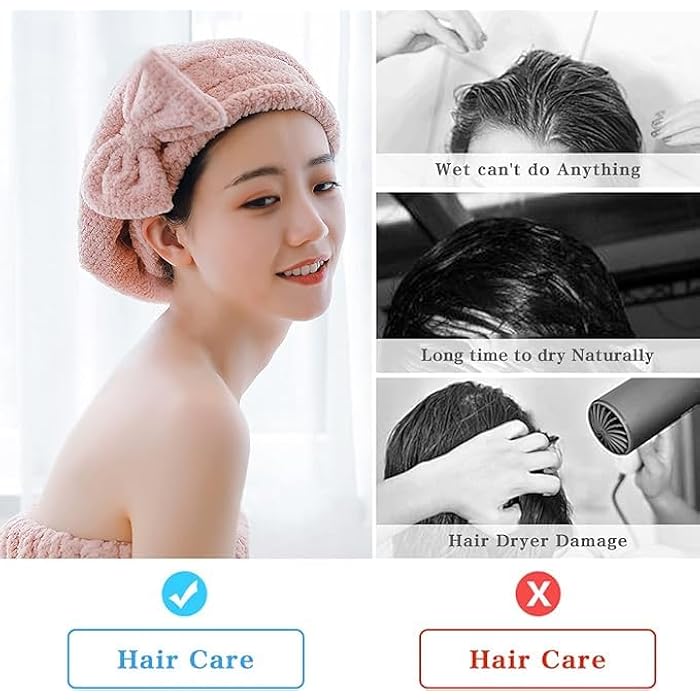 Microfiber Hair Towel Milliliter Twist Bow Hair Towel Quick Dry Wet Hair Towel 2 Pack, Microfiber - Image 4